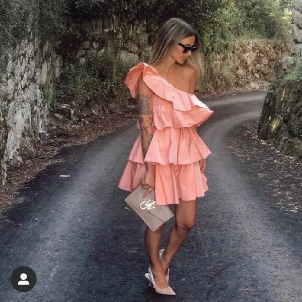 Zara PINK RUFFLE DRESS - Picture 4 of 15